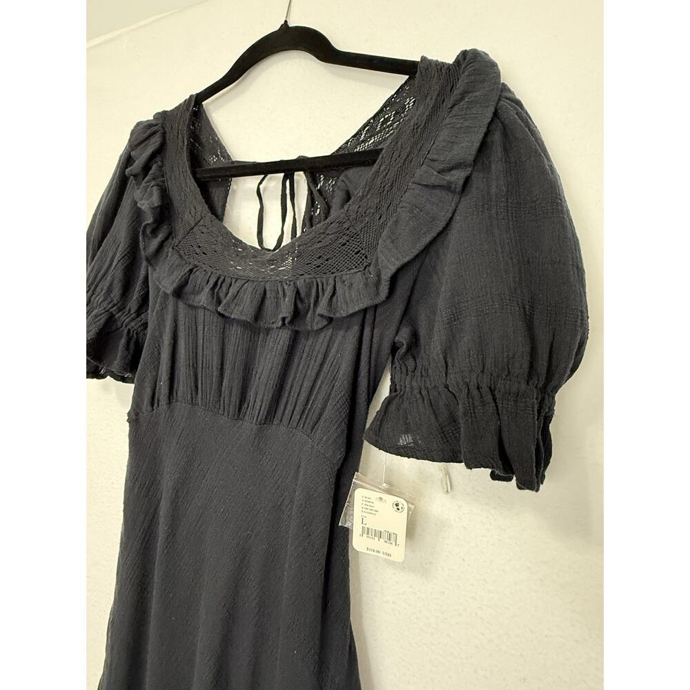Free People Endless Summer Crochet Ruffle Maxi Dress Festival Boho Flowy Size L - Picture 5 of 8